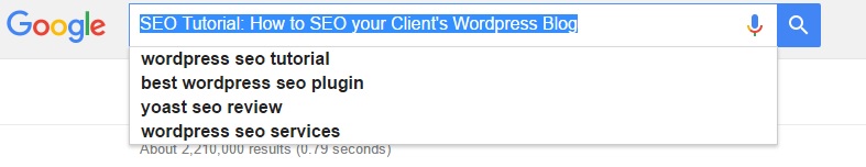 How to SEO your Clients WordPress Blog search